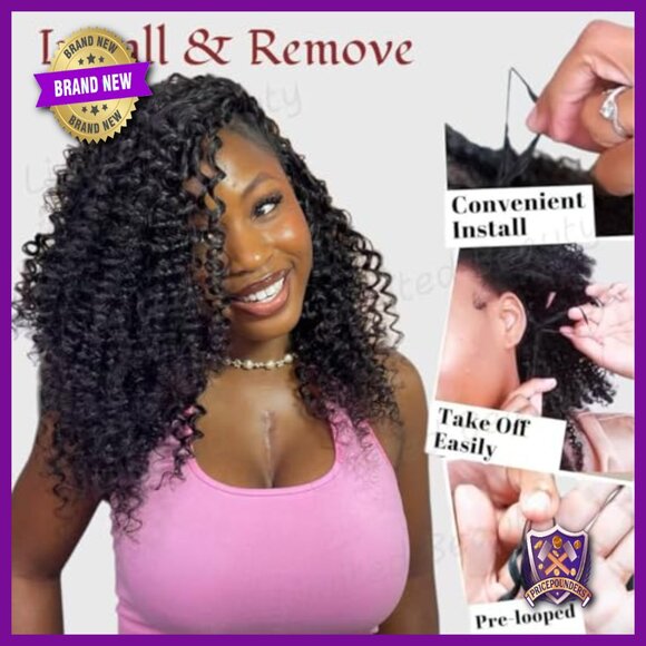 18 Inch Human Hair Extensions Deep Wave Crochet Feather 2 Pack Knotless main image 6